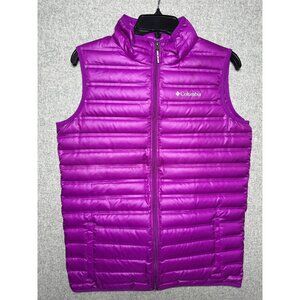 Columbia XL Womens Puffer Vest Duck Feathers Zip Pink Packable Sleeveless NWOT